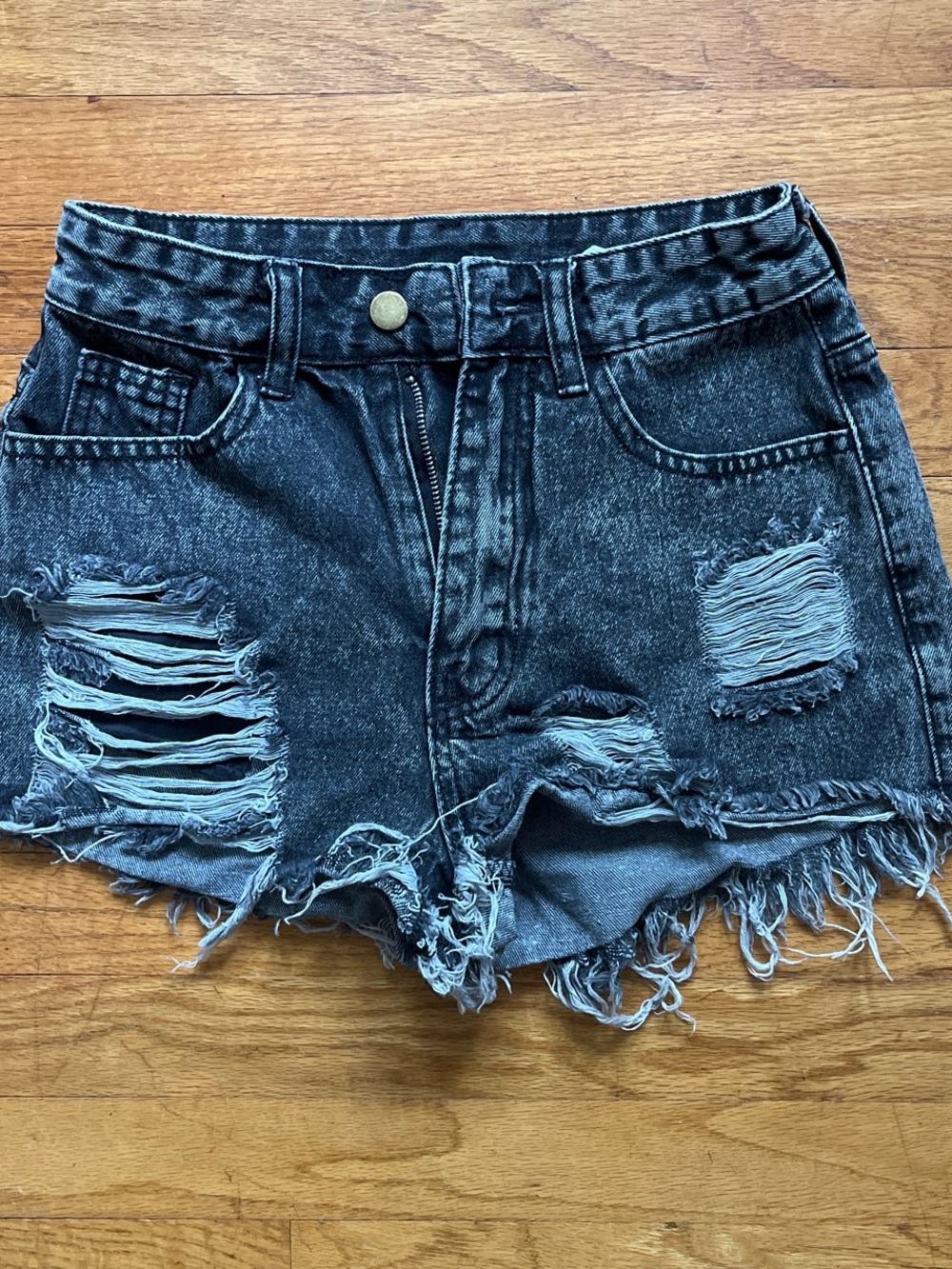 SHEIN Black Wash Ripped Denim Cutoff Shorts